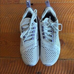 Nike Air Max 270 React Light Gray with Purple Accents